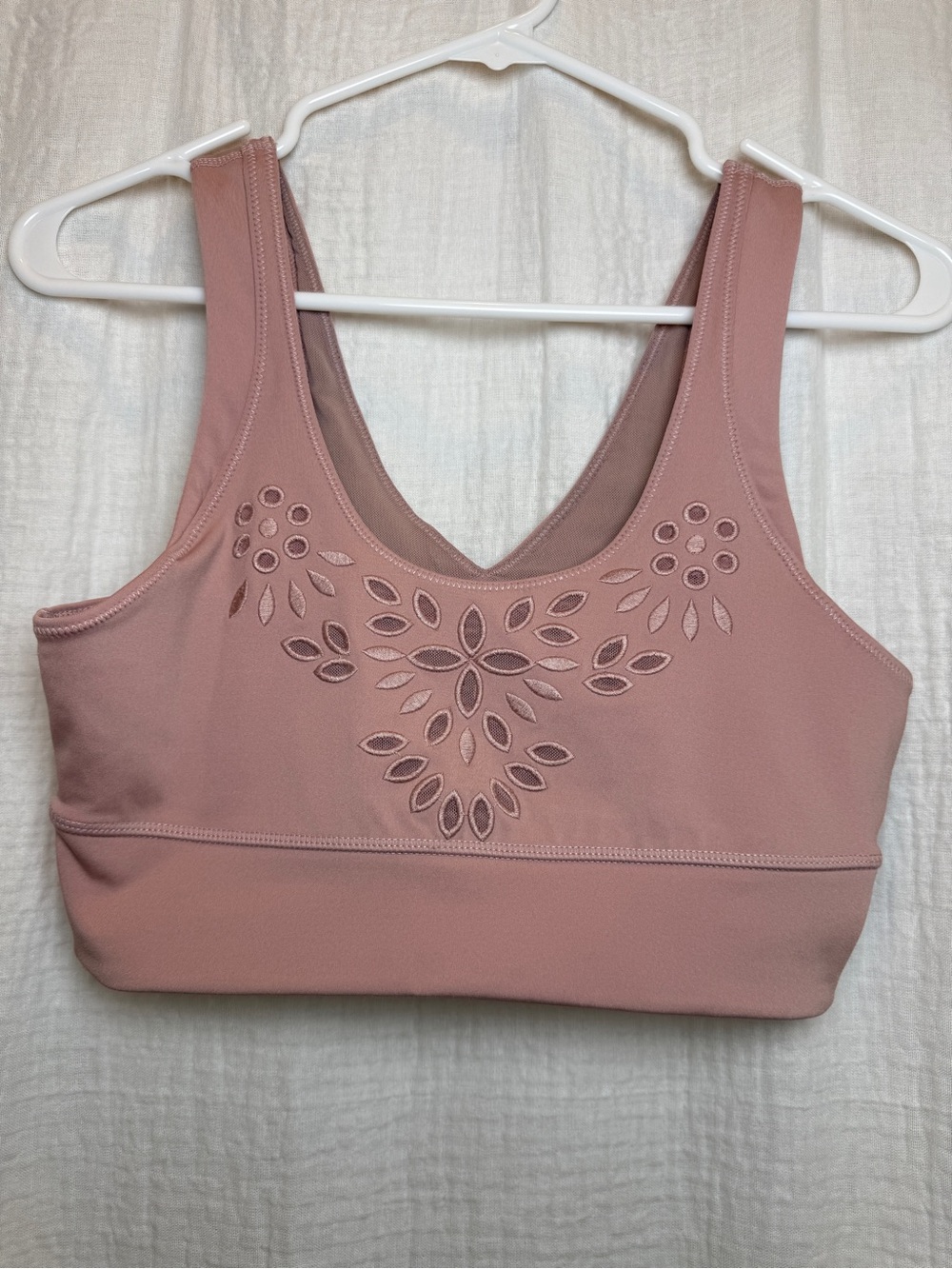 FP Movement Free People Winter Eyelet Sports Bra Pink Rose Size S